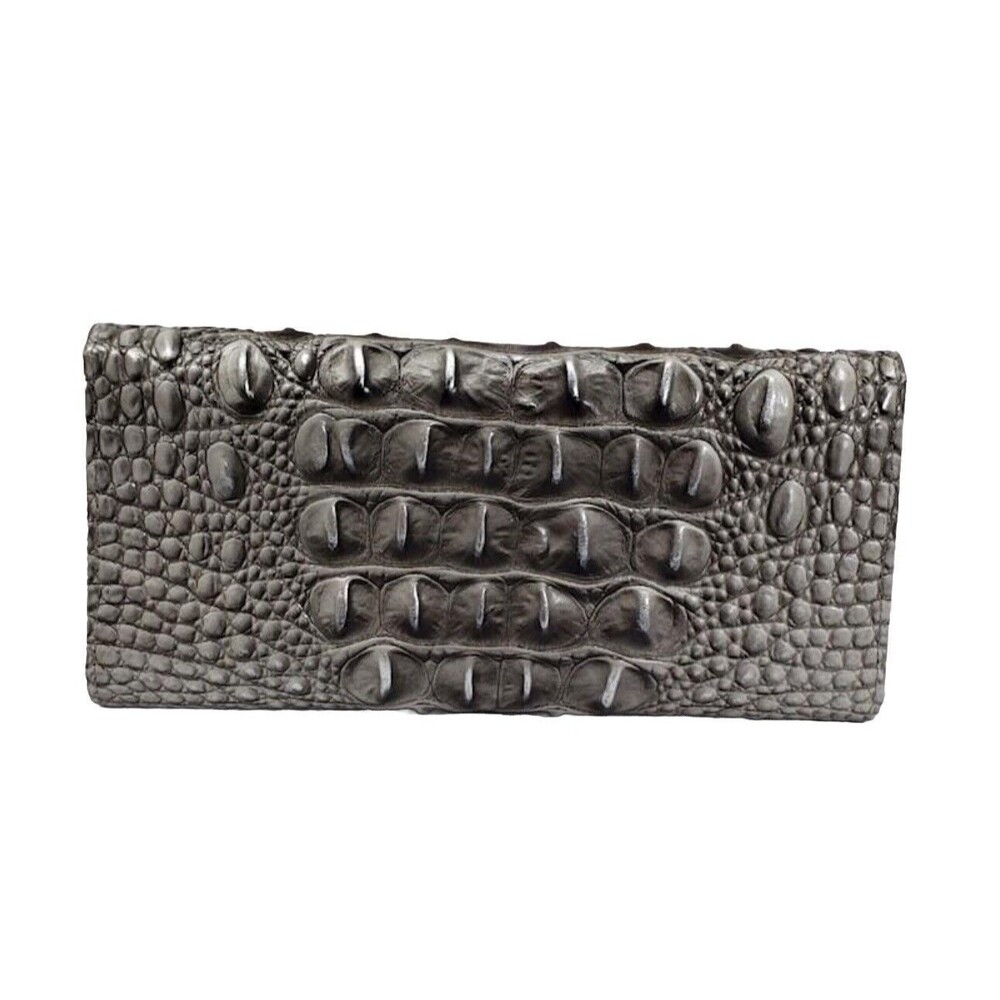 Brahmin Melbourne Veronica Trifold Envelope Leather Wallet Steel Gray Silver - Picture 2 of 12